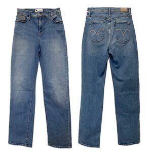 levis 512 | blue high waisted perfect slimming stretch straight leg denim jeans